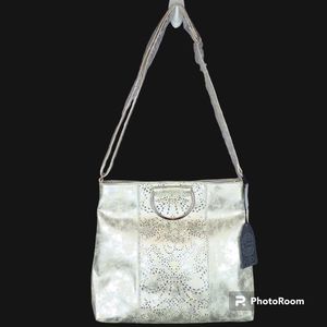 T-Shirt & Jeans faux leather shoulder hand bag purse Yellow & Gold NWT